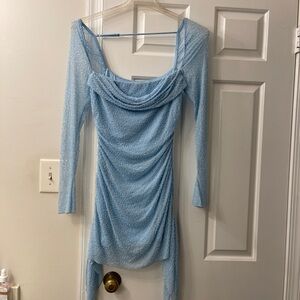Oh Polly Light Blue Long Sleeve Dress